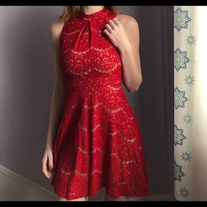 vintage red lace short dress❤️